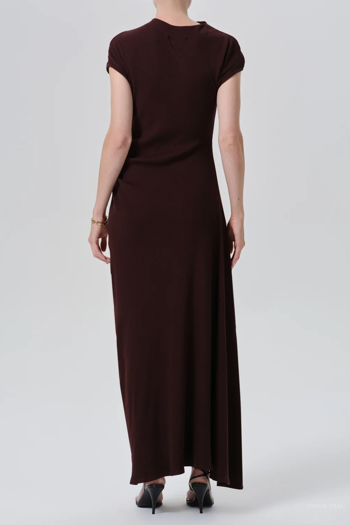 Kira Sculptural Dress in Mahogany