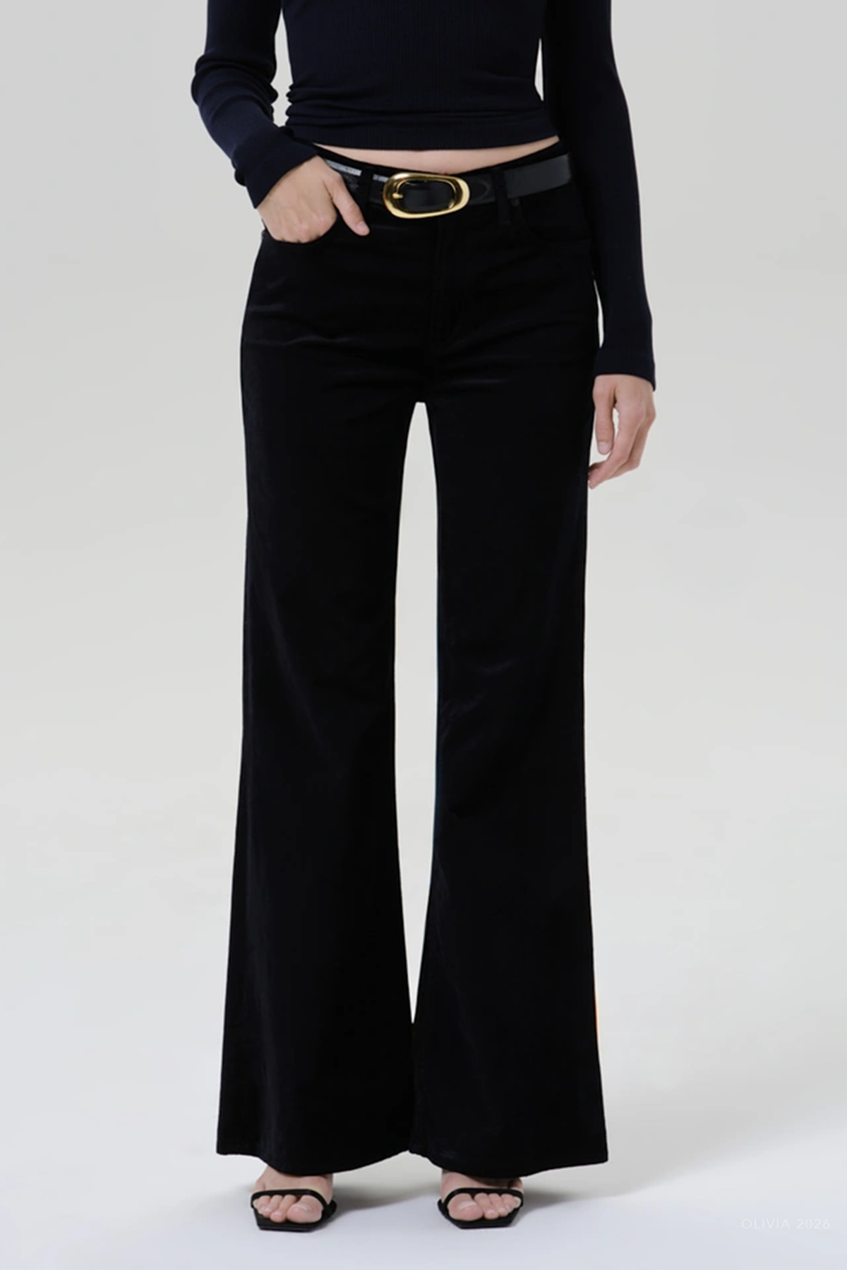 Kimberly 70's Flare Velvet in Onyx