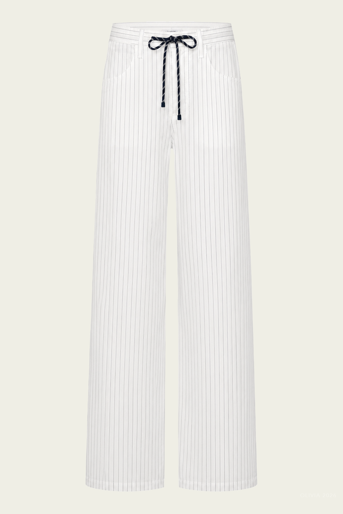 Brynn Drawstring Trouser in Black Pinstripe