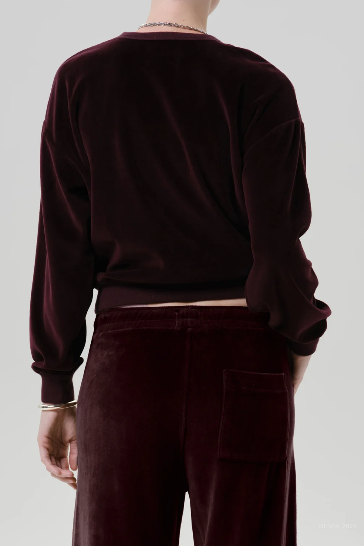 Vintage Velour Crewneck in Burgundy