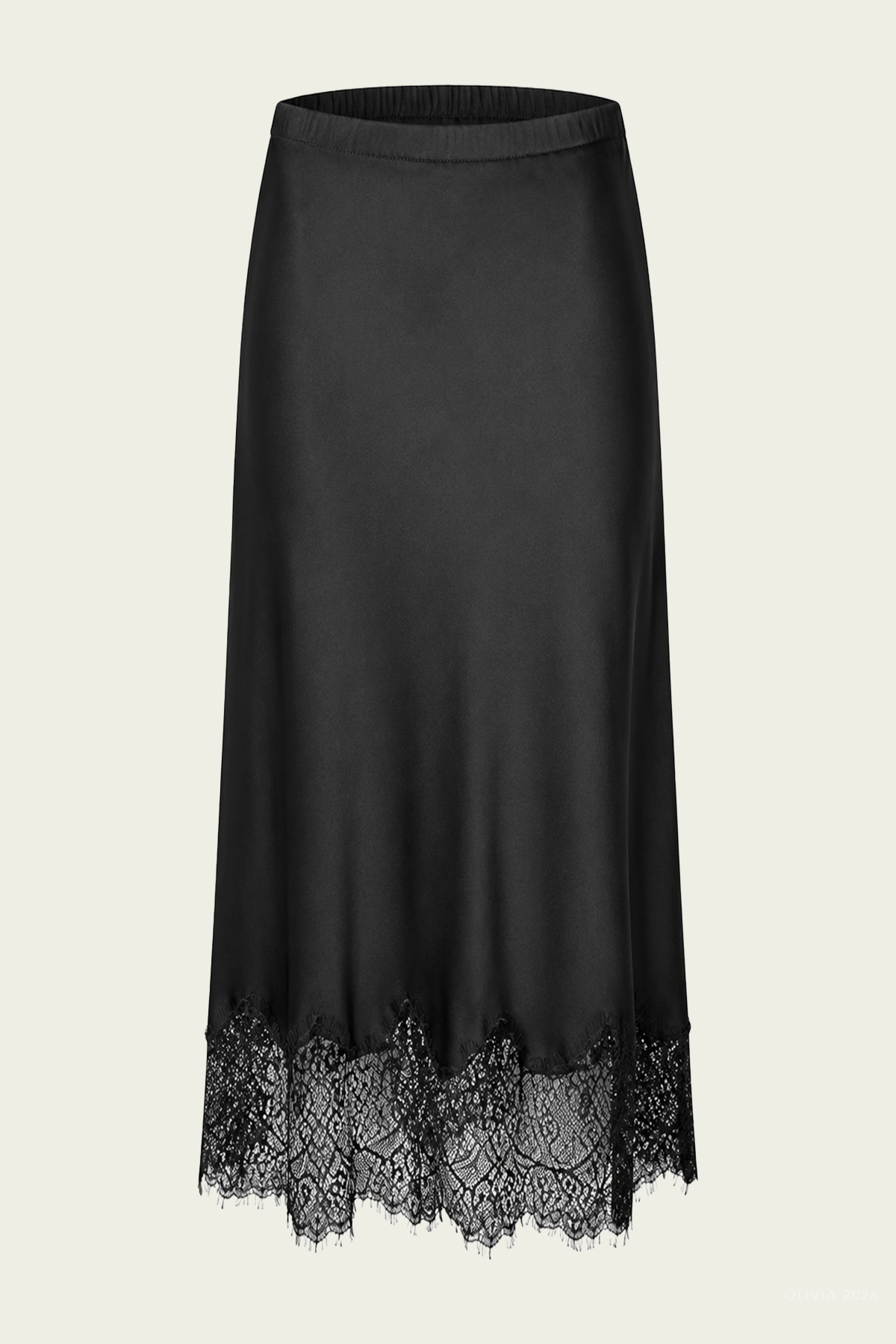 Lace Trimmed Skirt in Black