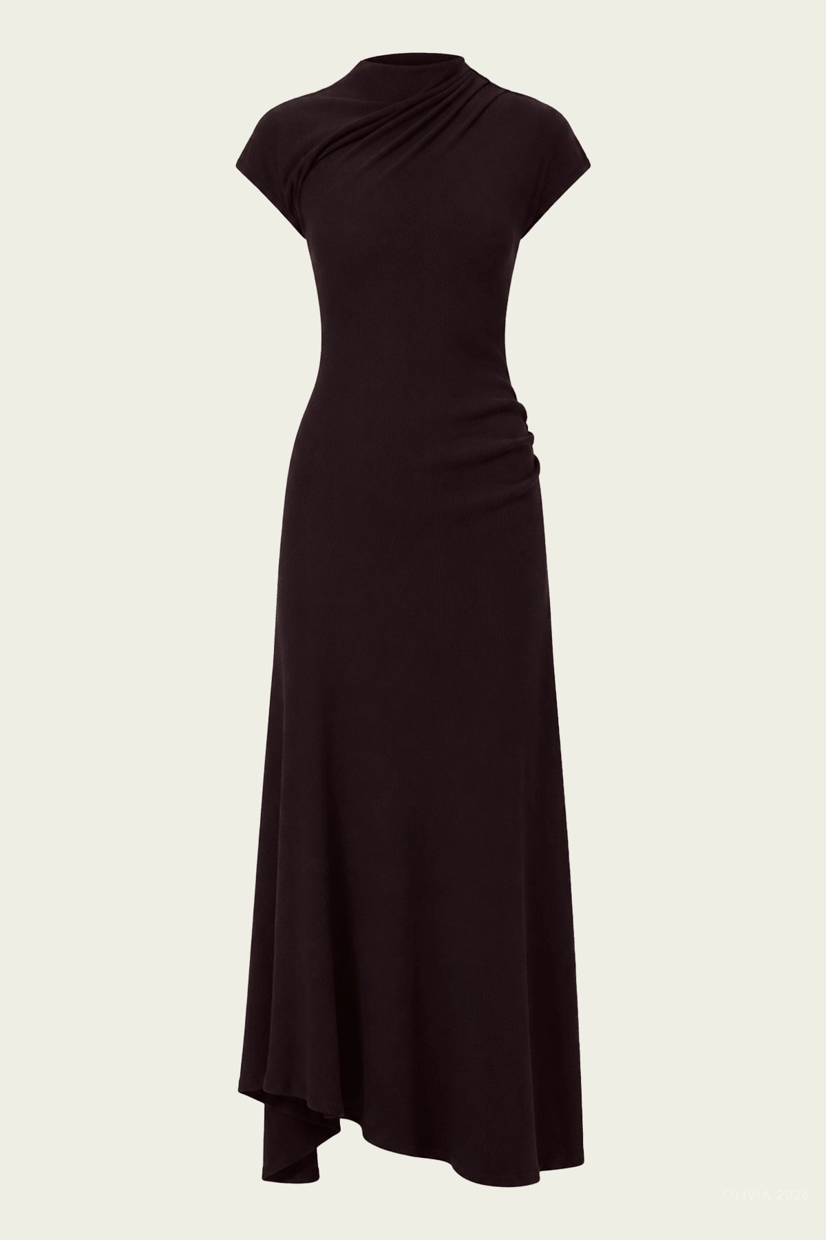 Kira Sculptural Dress in Chocolate