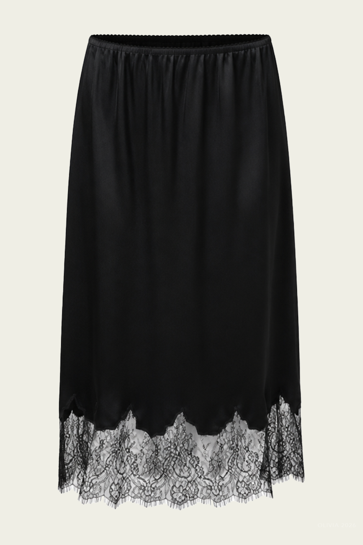 Lace Trimmed Skirt in Black