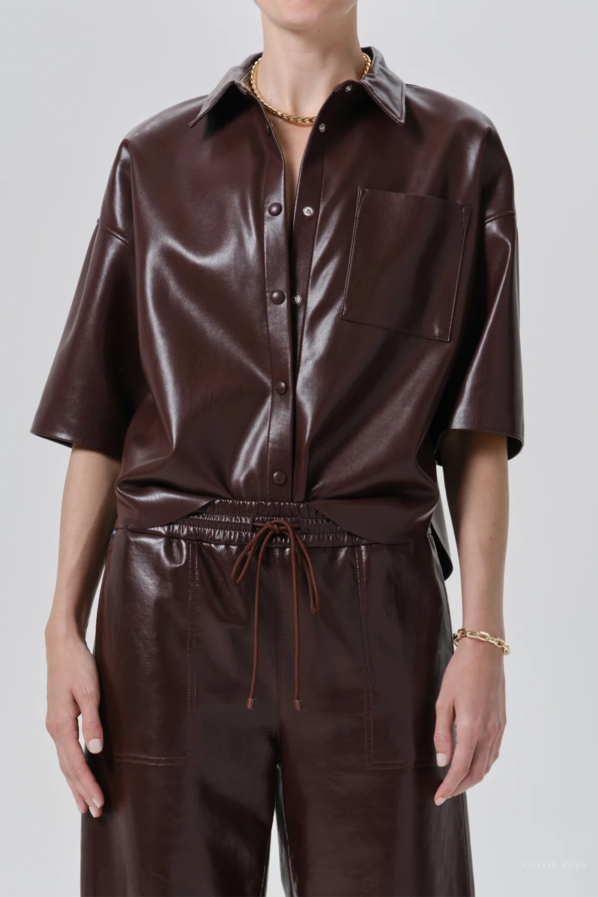 Frances Cropped Cape Button Up in Burgundy
