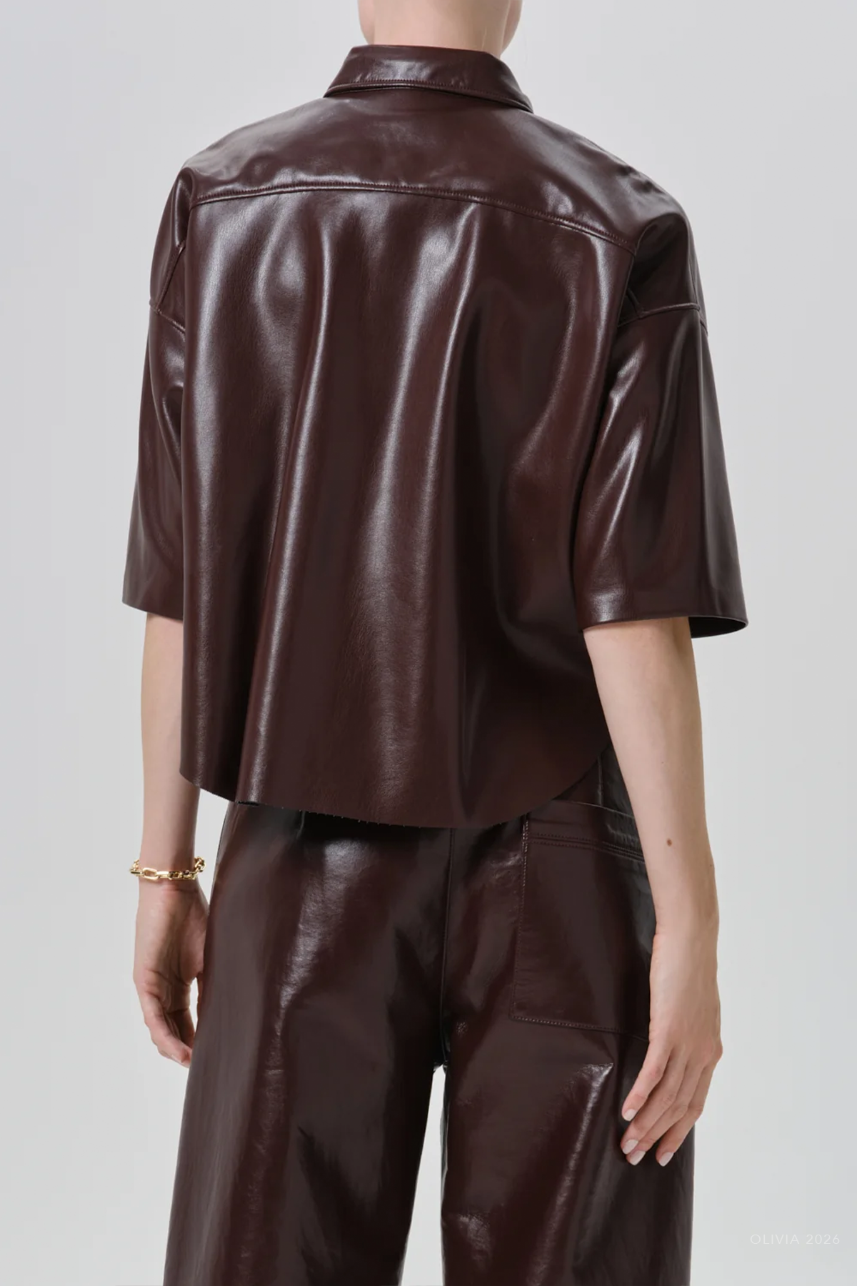 Frances Cropped Cape Button Up in Burgundy