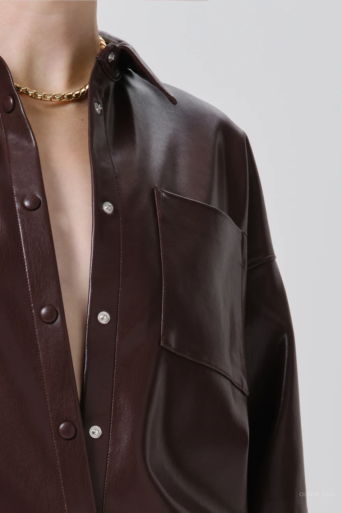 Frances Cropped Cape Button Up in Burgundy