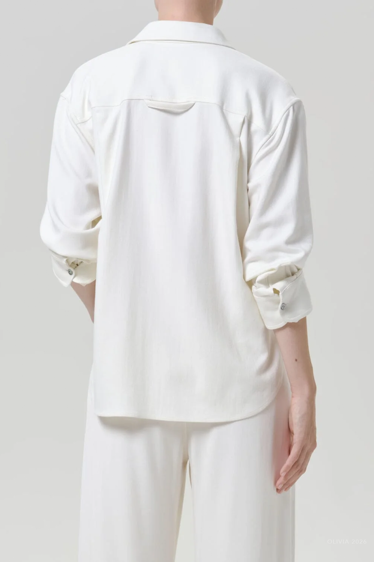 Kayla Shrunken Felted Wool Shirt in Winter White