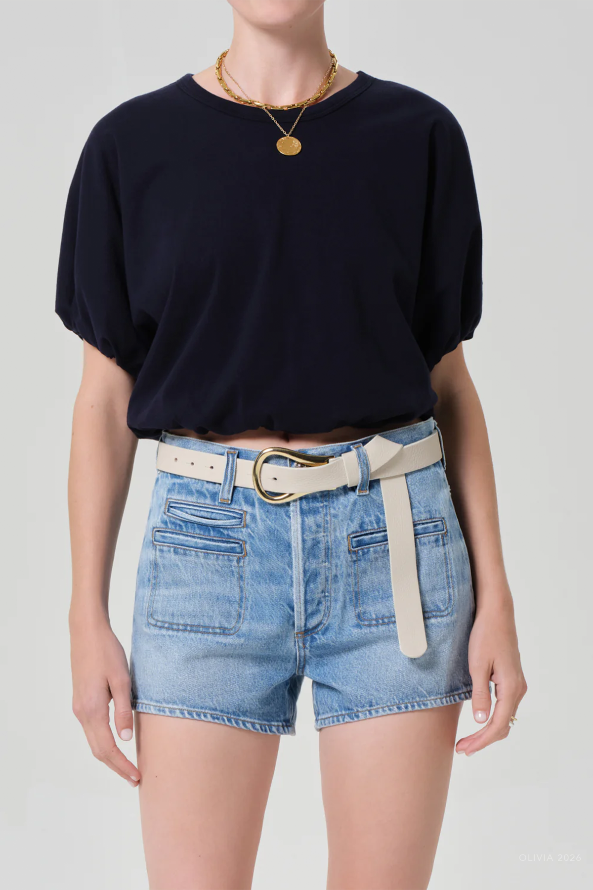 Gia Bubble Tee in Navy