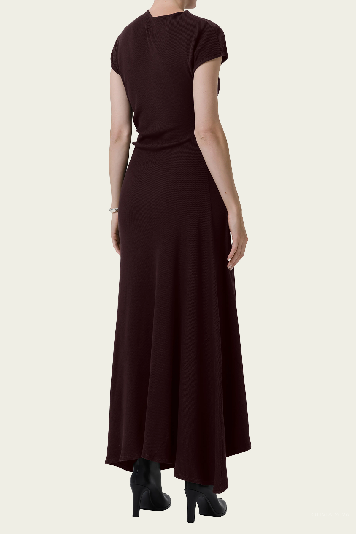 Kyra Sculptural Dress in Chocolate