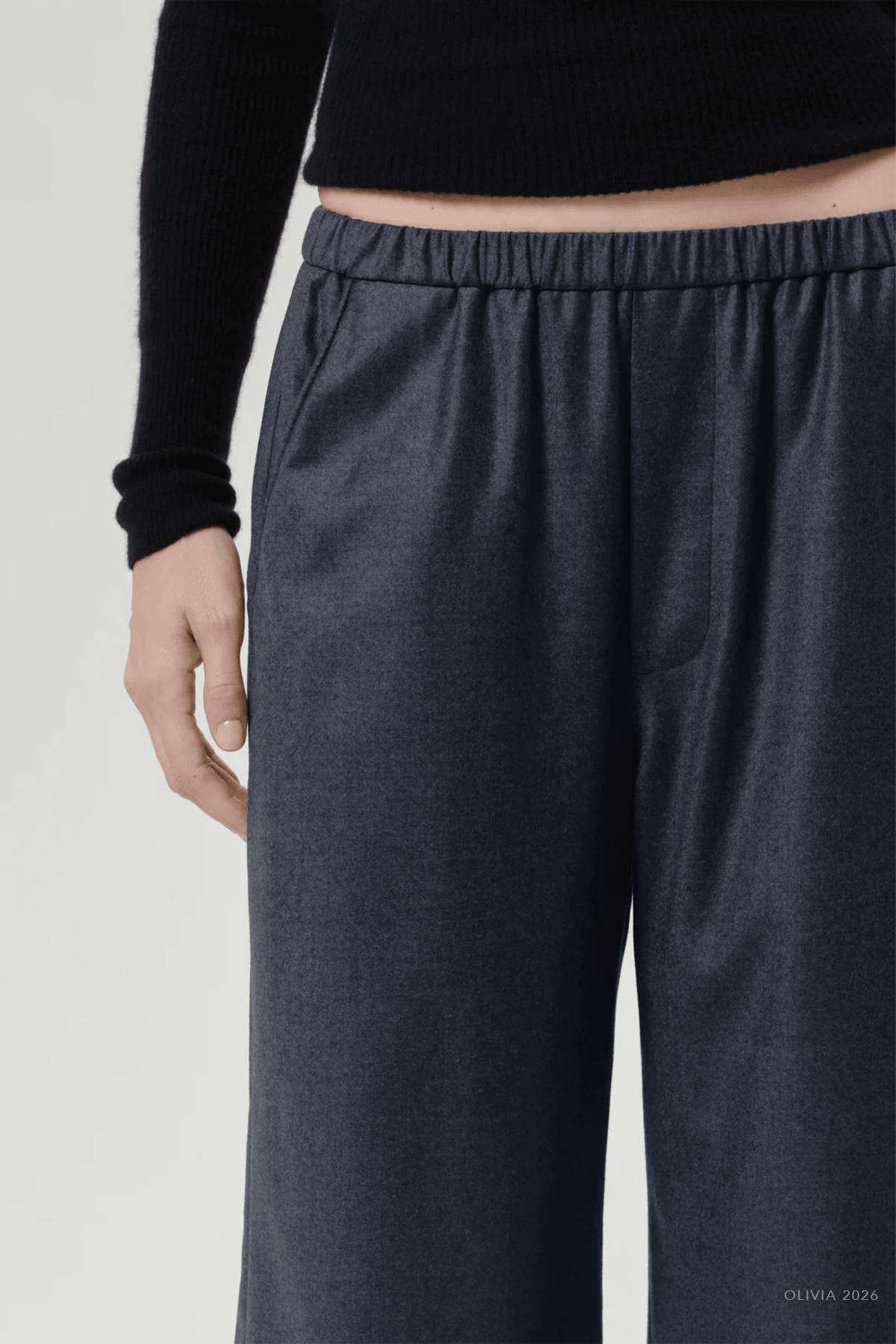 Clara Pull On Wool Pant in Heather Grey - shop-olivia.com
