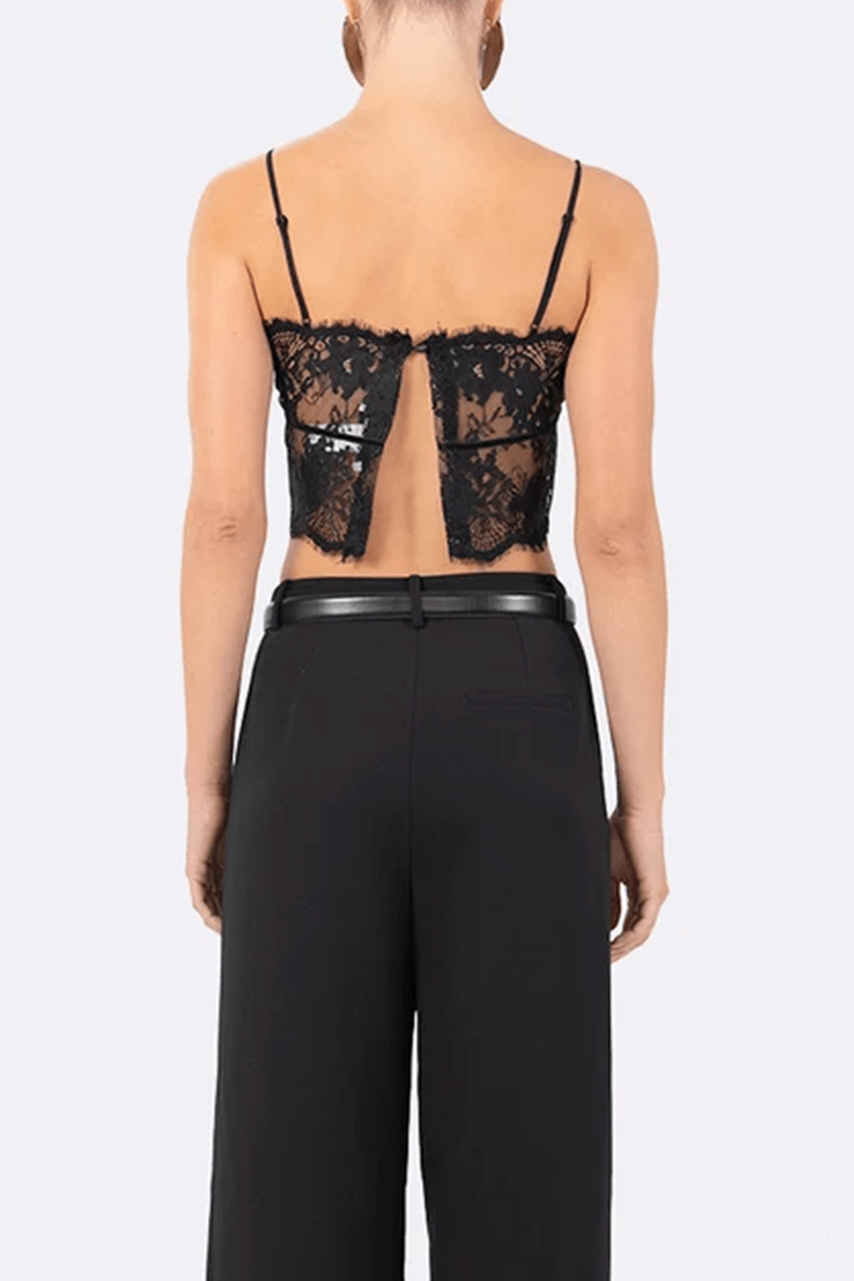 Clarissa Lace Crop Top in Black - shop-olivia.com