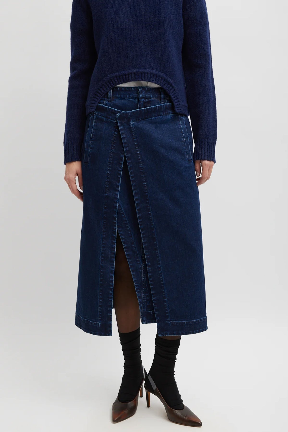 Classic Indigo Denim Wrap Skirt in Indigo - shop - olivia.com