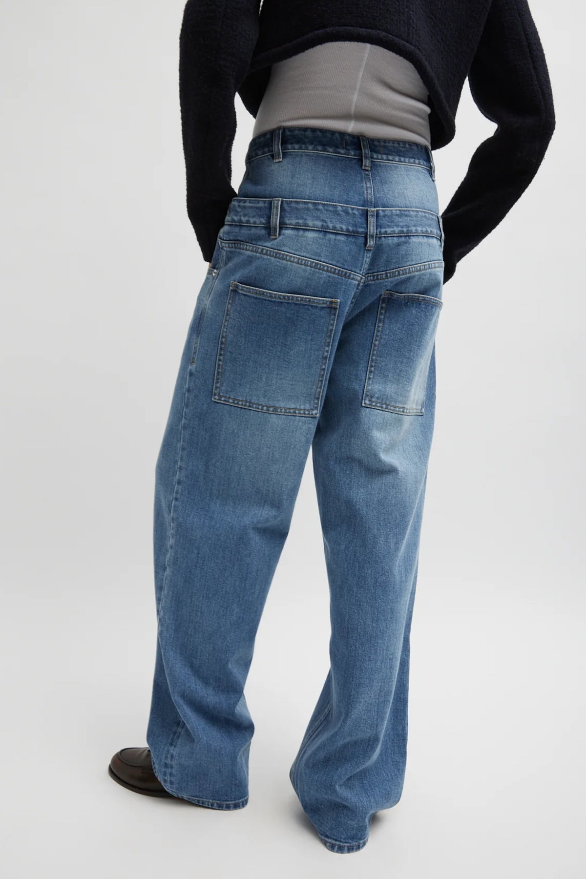 Classic Wash Denim Double Waisted Slouchy Carpenter Jean - shop - olivia.com