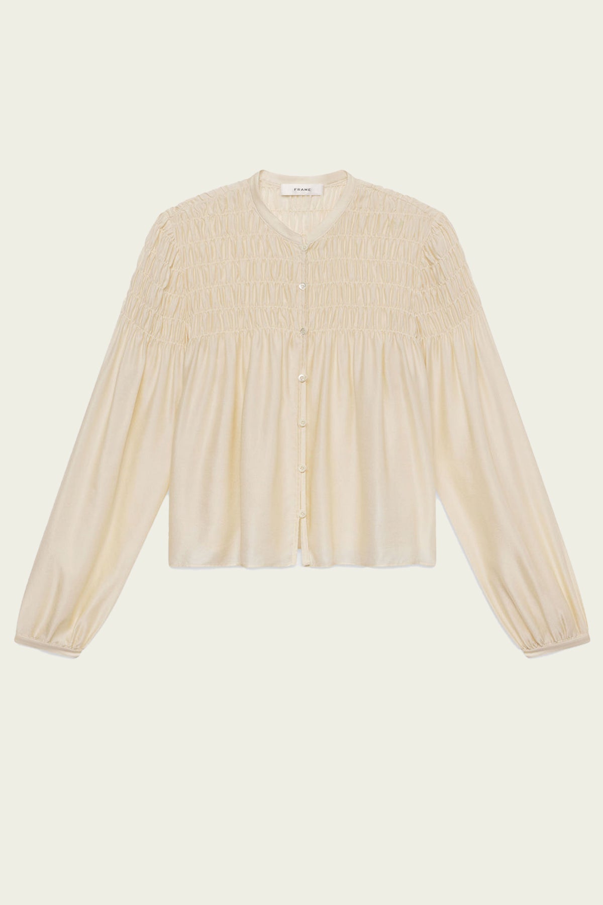 Collarless Lurex Blouse in Champagne - shop - olivia.com