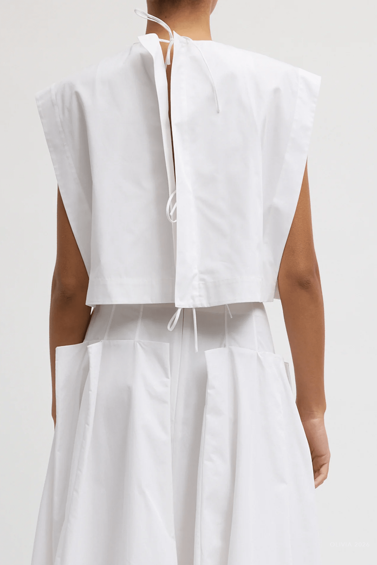 Compact Eco Poplin Cropped Square Top in White - shop - olivia.com