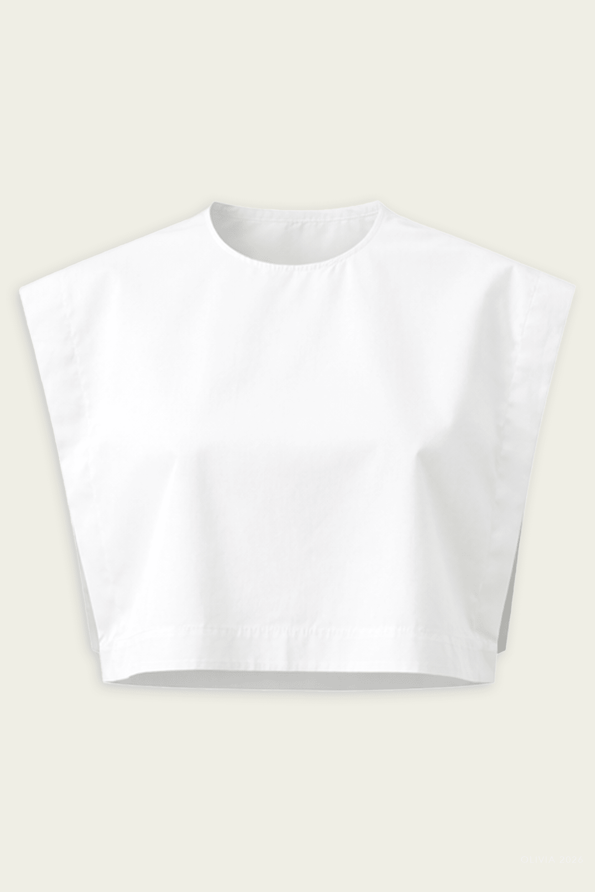 Compact Eco Poplin Cropped Square Top in White - shop - olivia.com