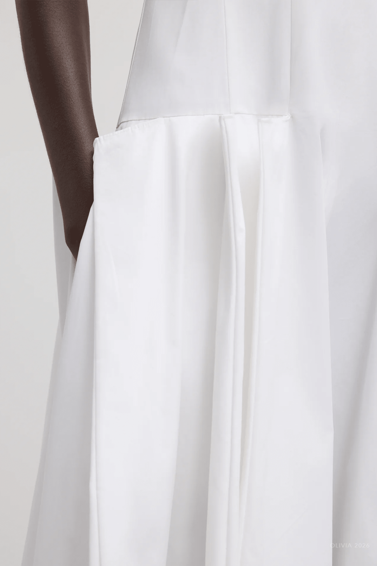Compact Eco Poplin Pinched Pleat Dress in White - shop - olivia.com