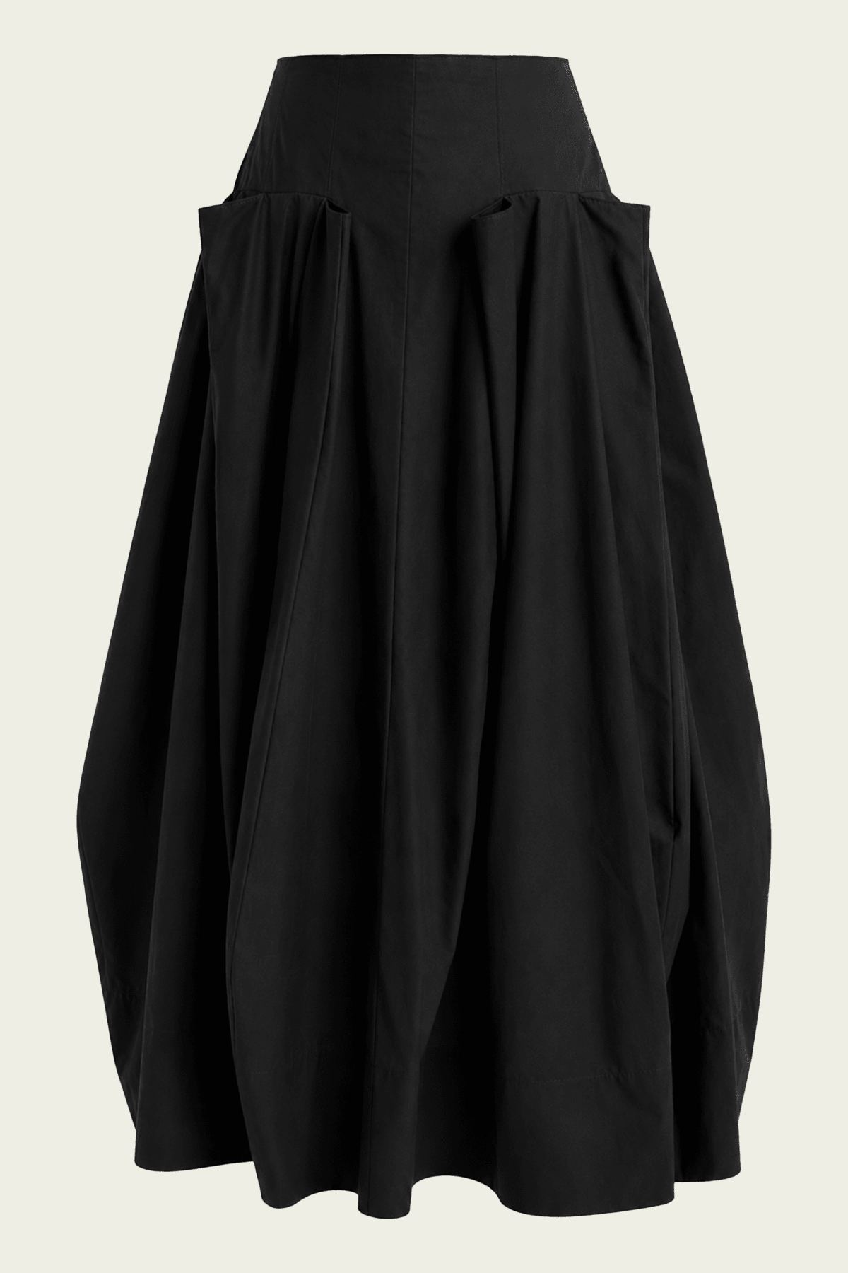 Compact Eco Poplin Pinched Pleat Full Skirt in Black - shop - olivia.com