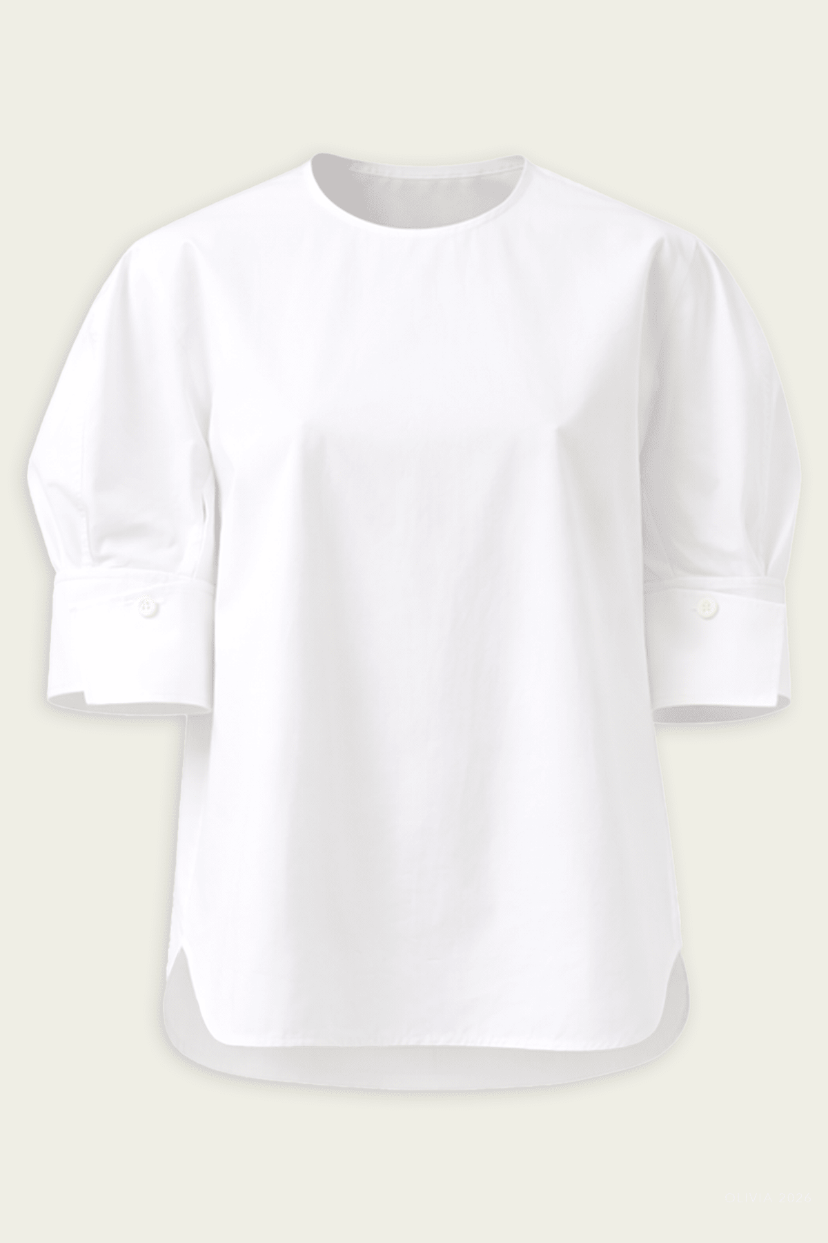Compact Eco Poplin Reverse Sleeve Top in White - shop - olivia.com