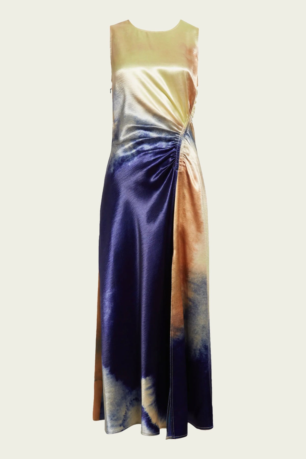 Cordelia Ruched Satin Midi Dress in Mirage - shop-olivia.com