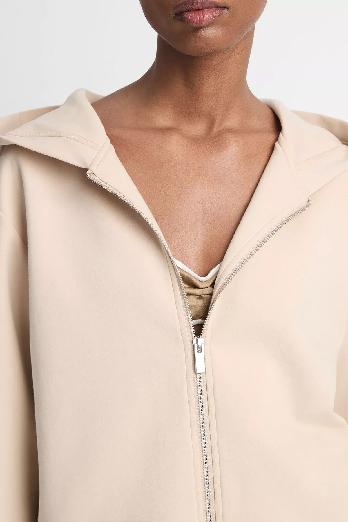 Cotton - Blend Cropped Zip - Up Hoodie in Beach - shop - olivia.com