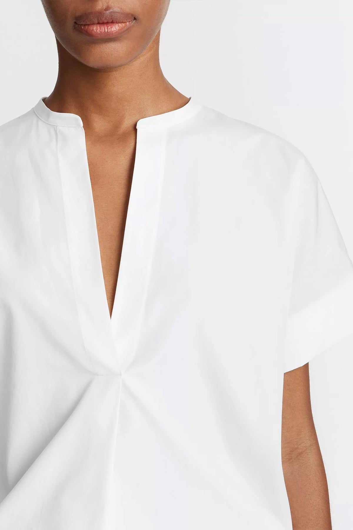 Cotton Dolman-Sleeve Pullover Shirt in Optic-White - shop-olivia.com