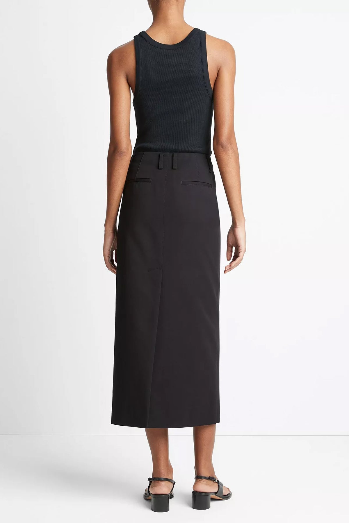 Cotton Low - Rise Straight Trouser Skirt in Black - shop - olivia.com