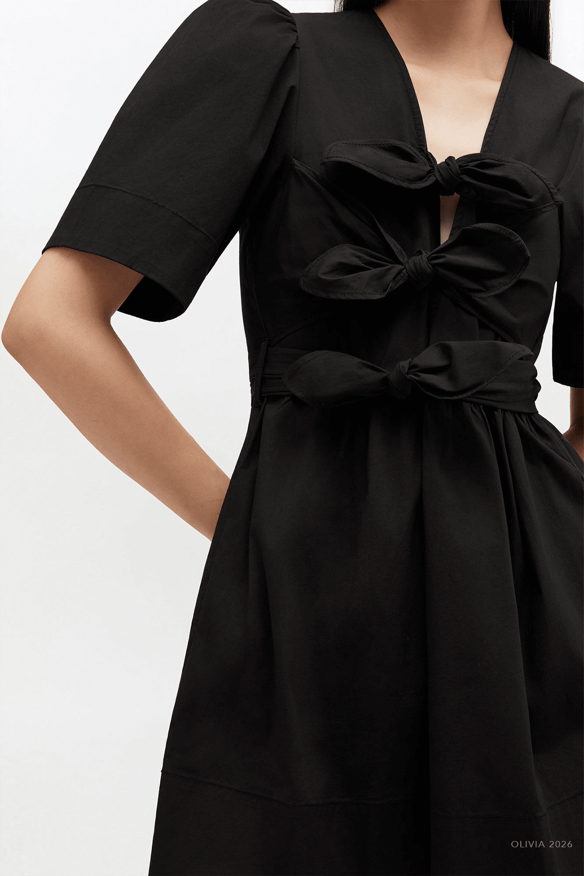 Cotton Mini Dress in Black - shop - olivia.com