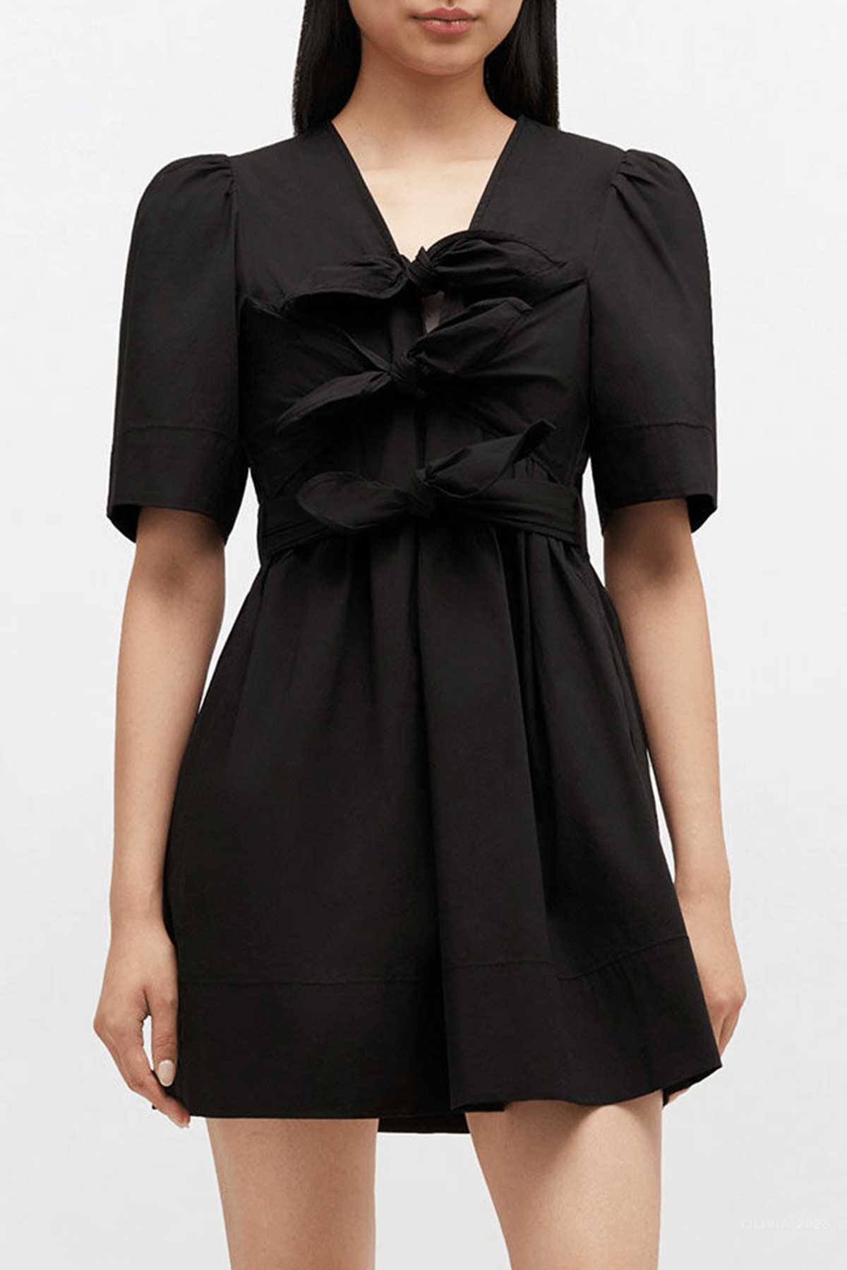 Cotton Mini Dress in Black - shop - olivia.com