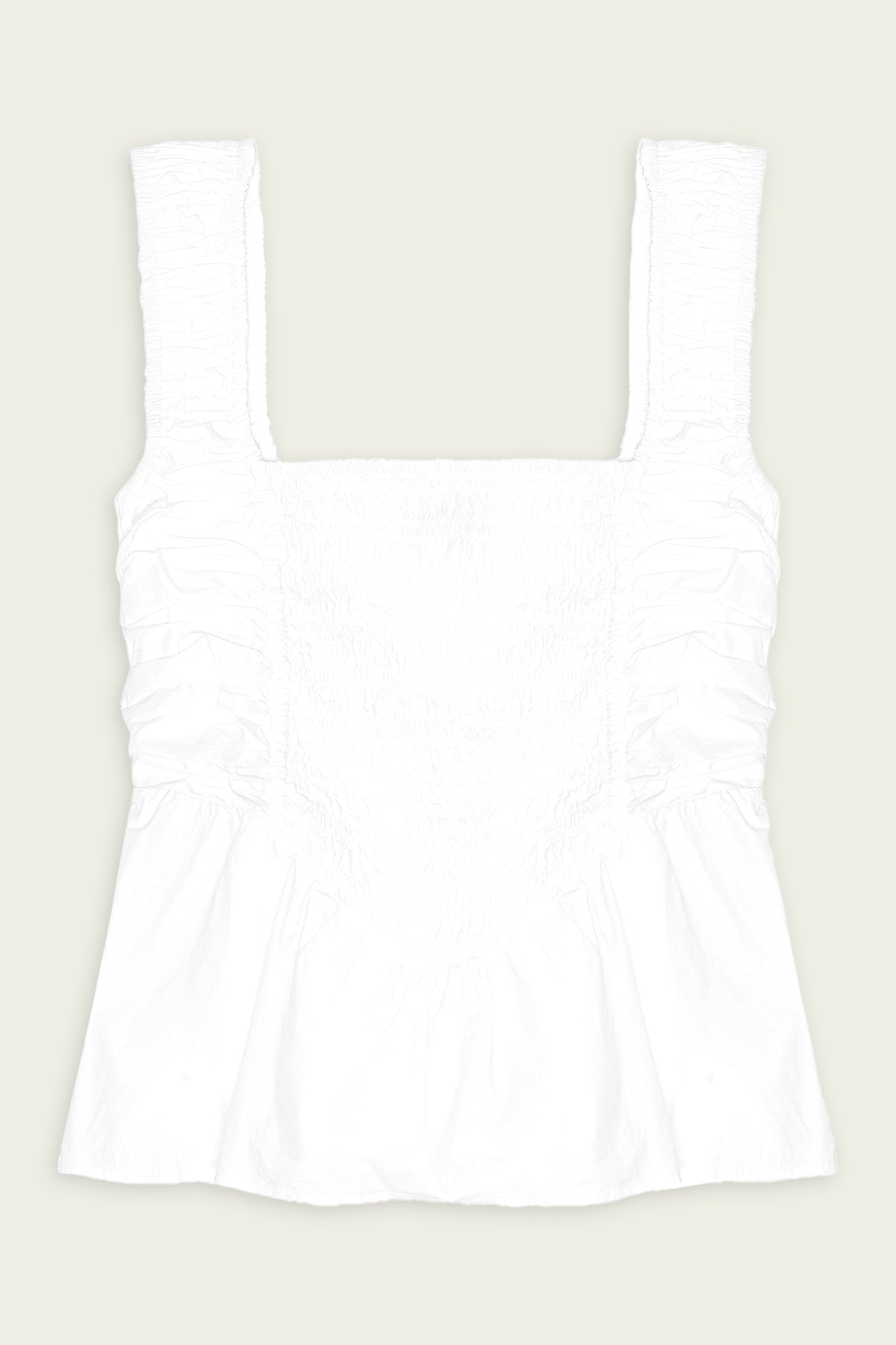 Cotton Poplin Smock Strap Blouse in Bright White - shop - olivia.com