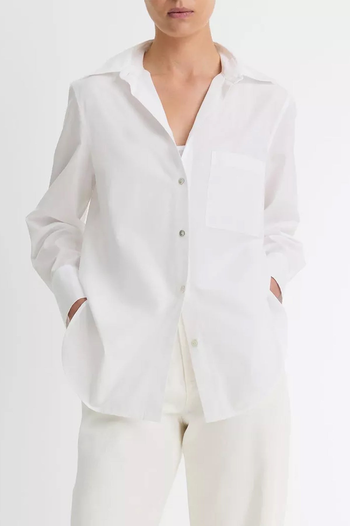 Cotton Relaxed Straight Shirt in Off - White - shop - olivia.com