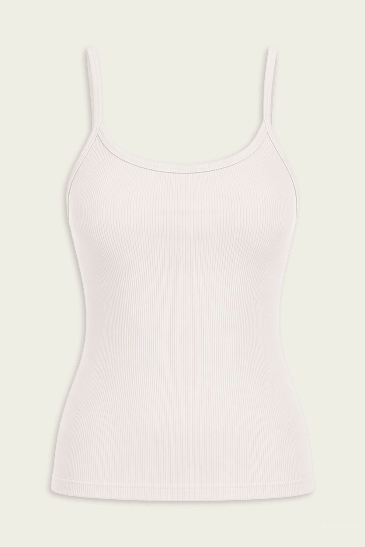 Cotton Rib Cami Tank in Champagne - shop - olivia.com