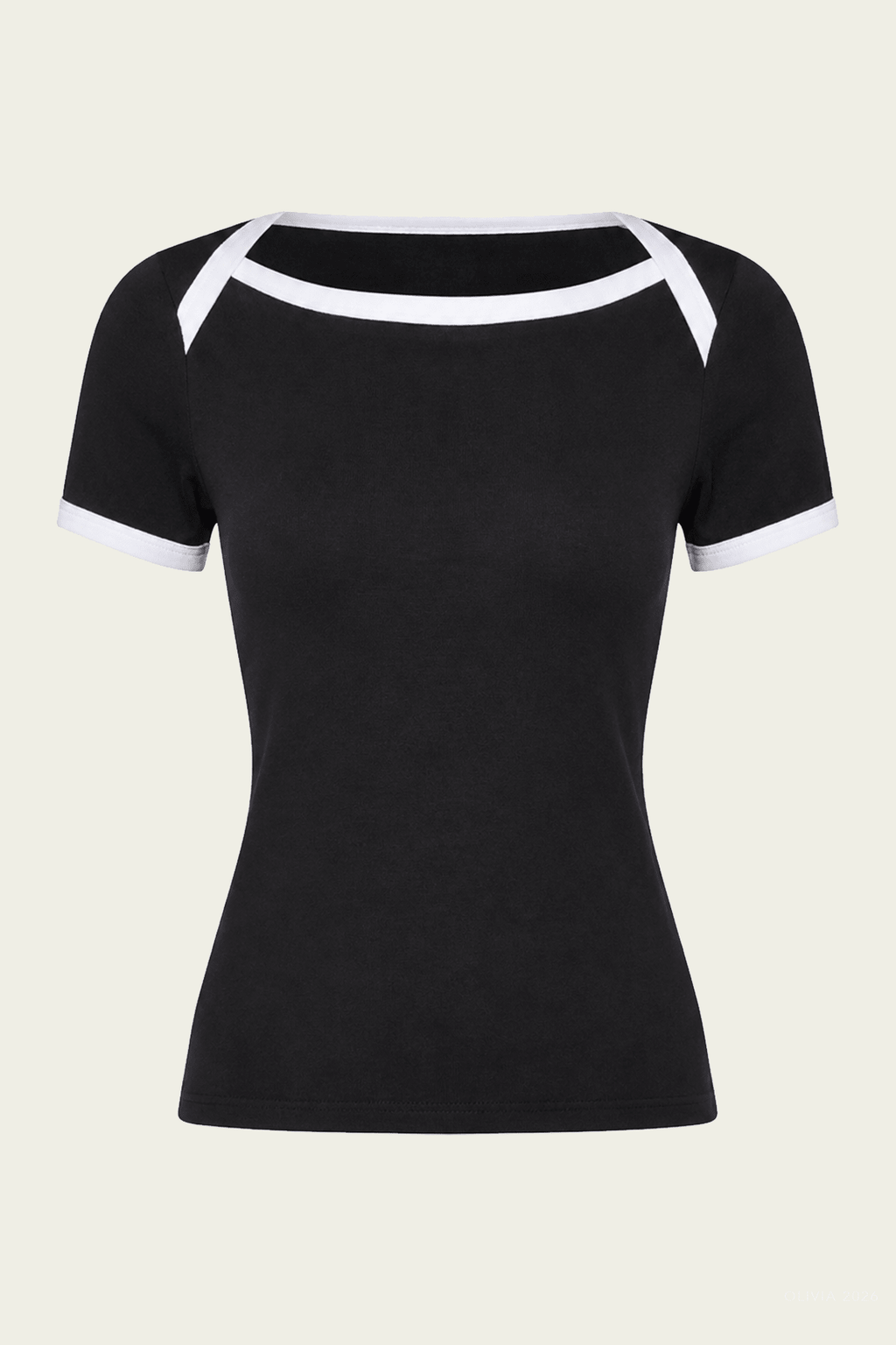Cotton Ringer Bateau Tee White