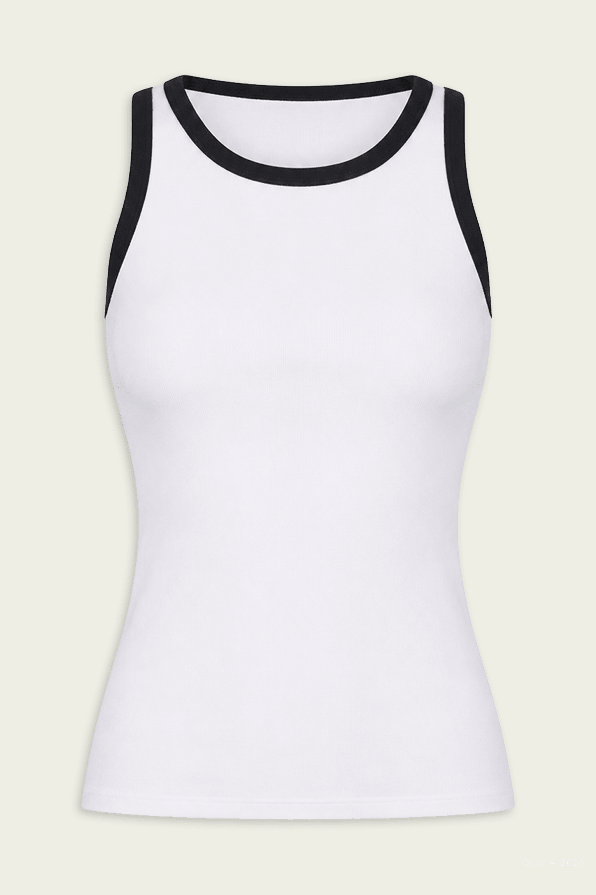 Cotton Ringer Tank in White Black - shop-olivia.com
