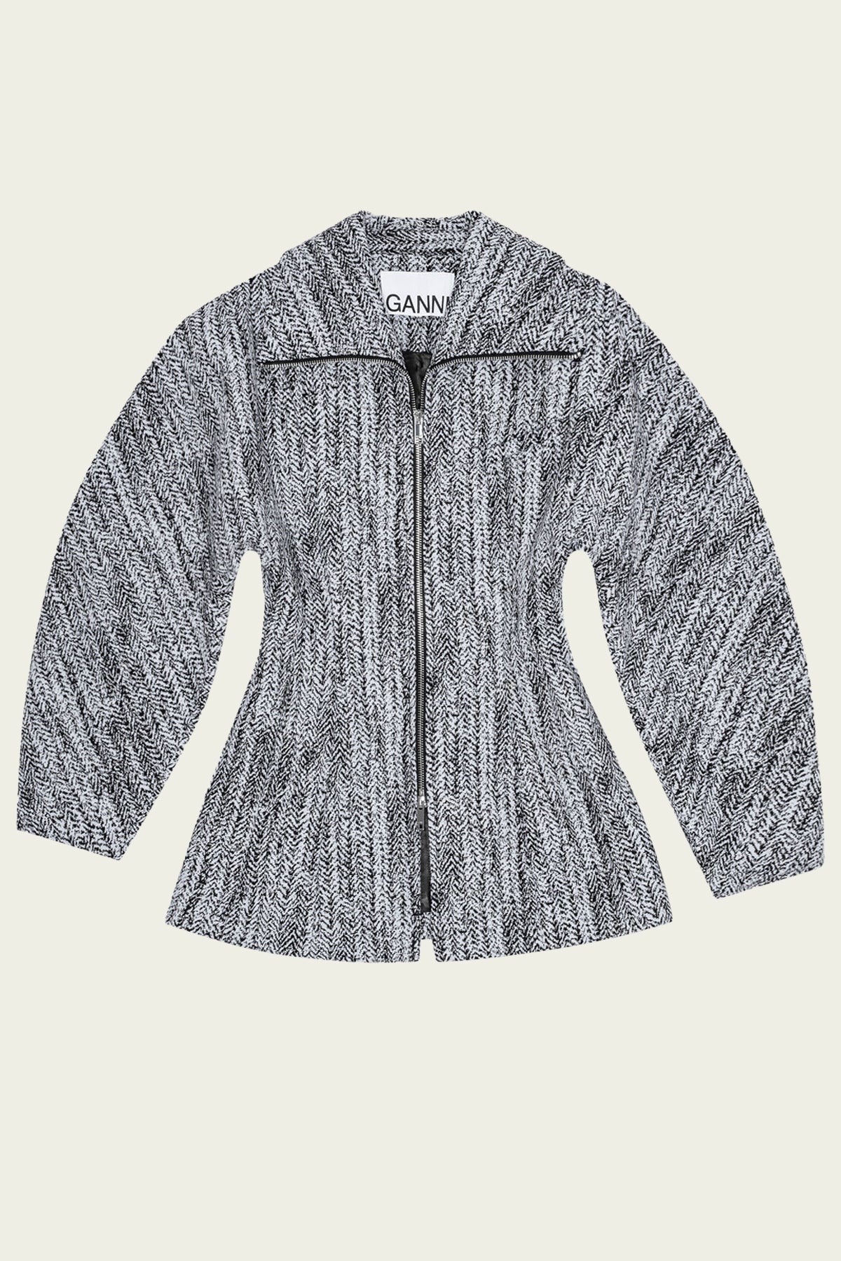 Cotton Tweed Curve Sleeve Jacket in Celestial Blue - shop - olivia.com