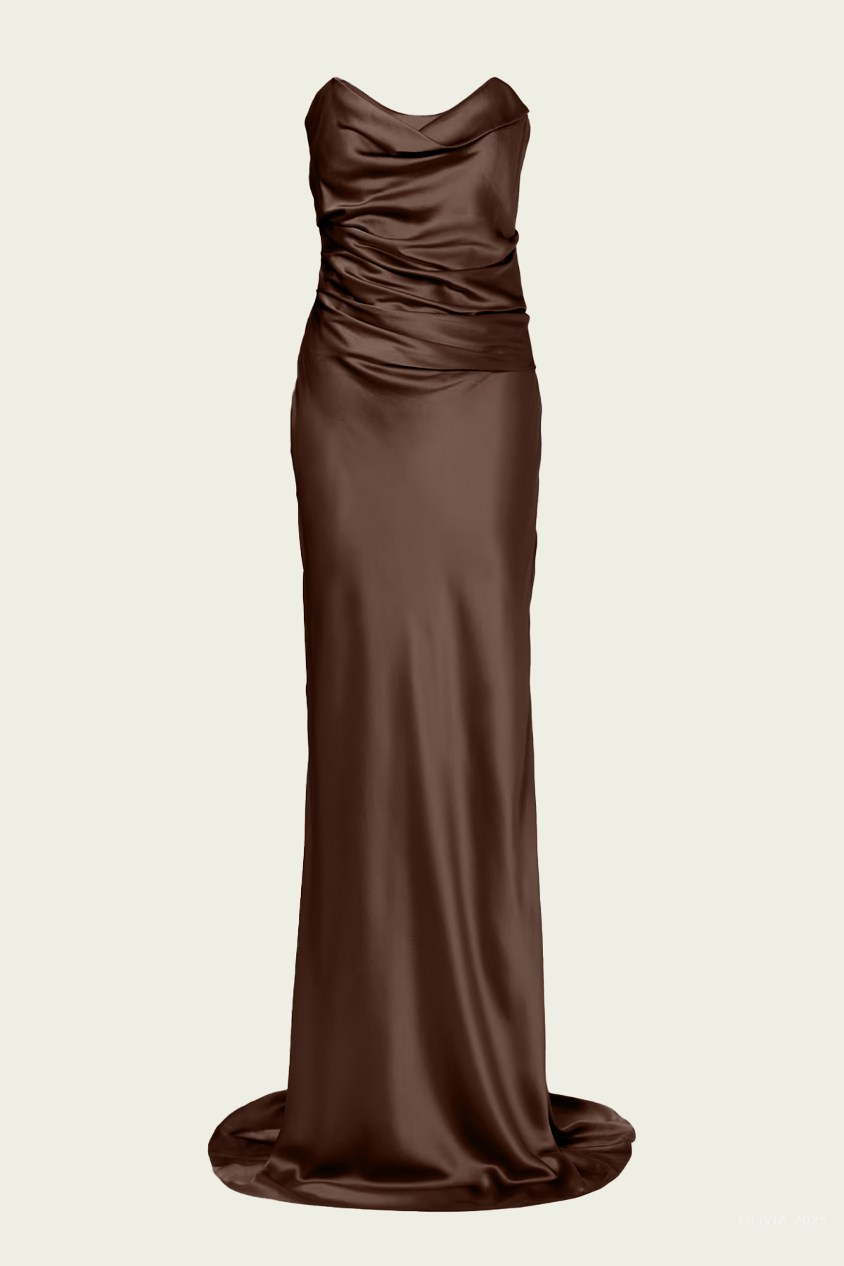 Cowl Bustier Gown in Cocoa - shop - olivia.com