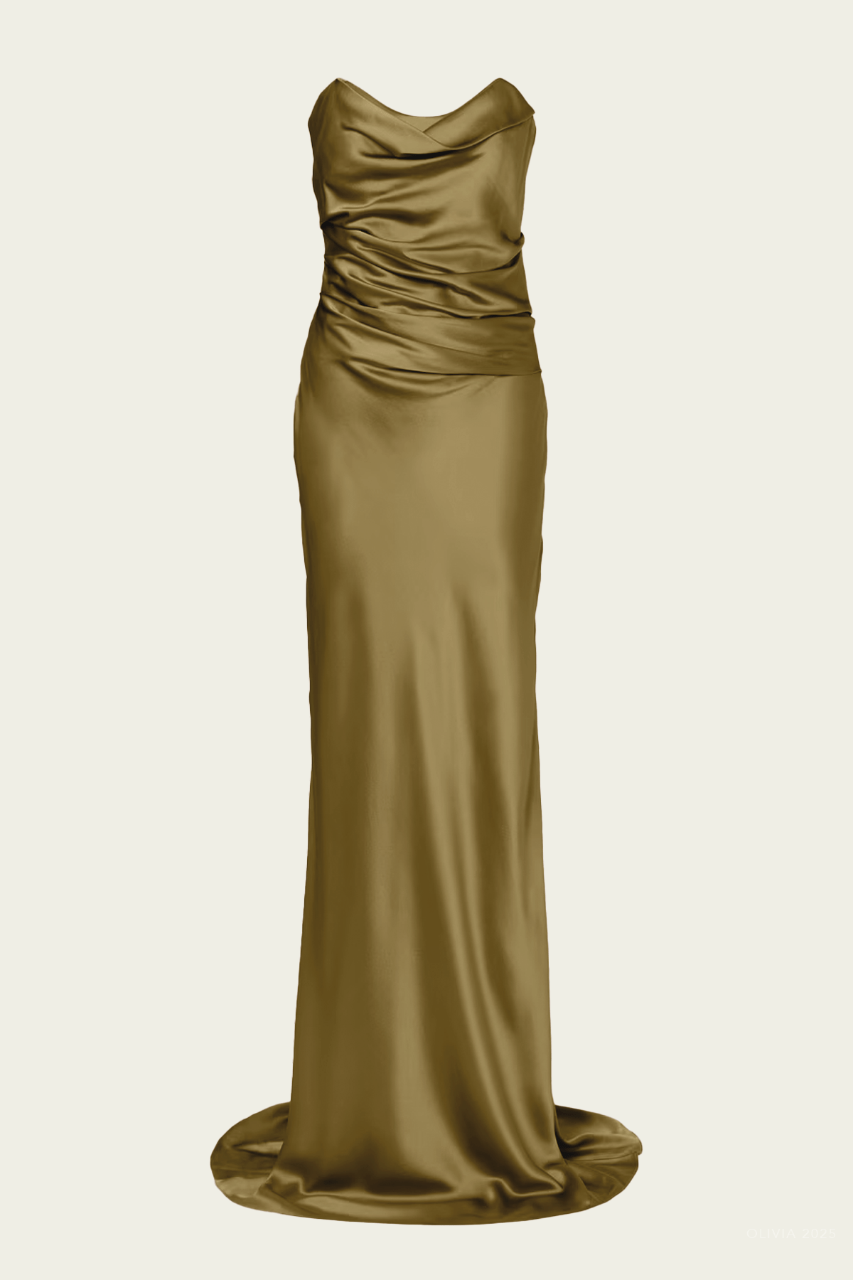 Cowl Bustier Gown in Moss - shop - olivia.com