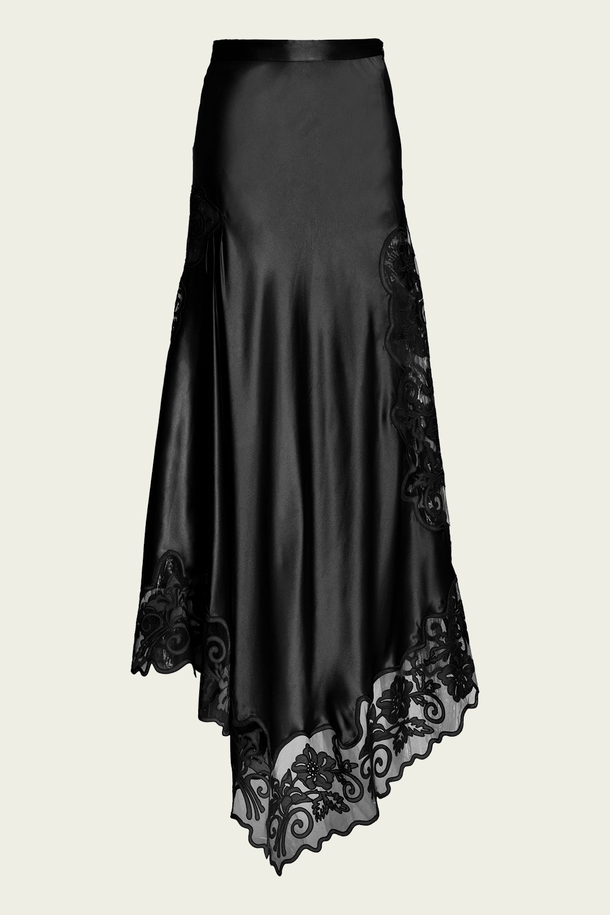 Cressida Silk Midi Skirt in Noir - shop-olivia.com