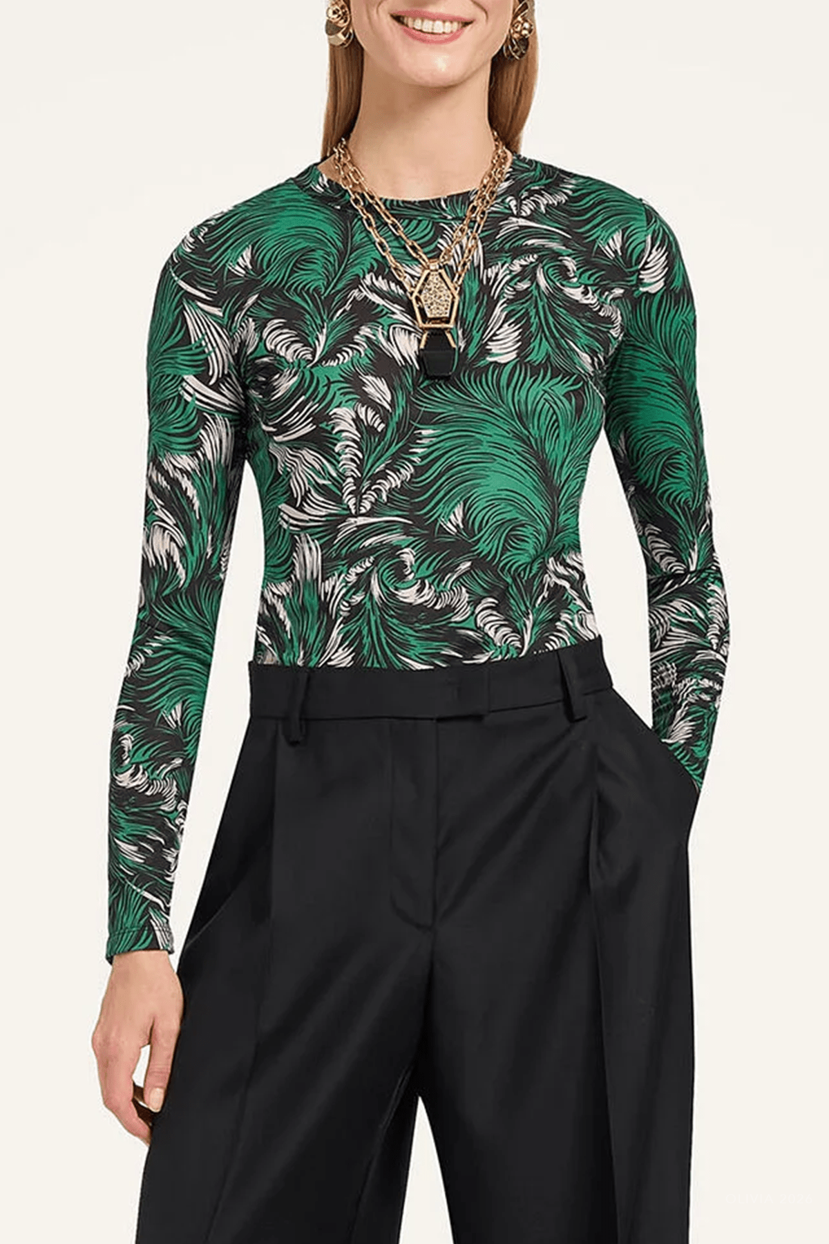 Crew Top in Quill Green - shop-olivia.com