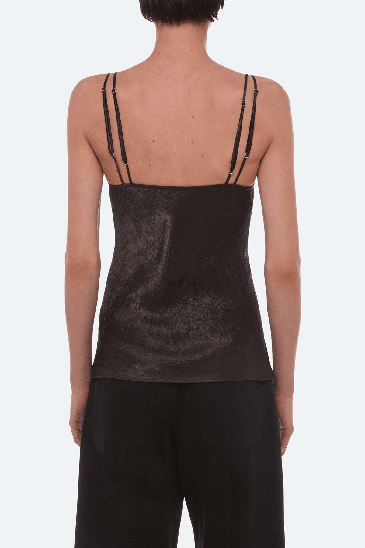 Crinkle Slip Top in Truffle - shop-olivia.com
