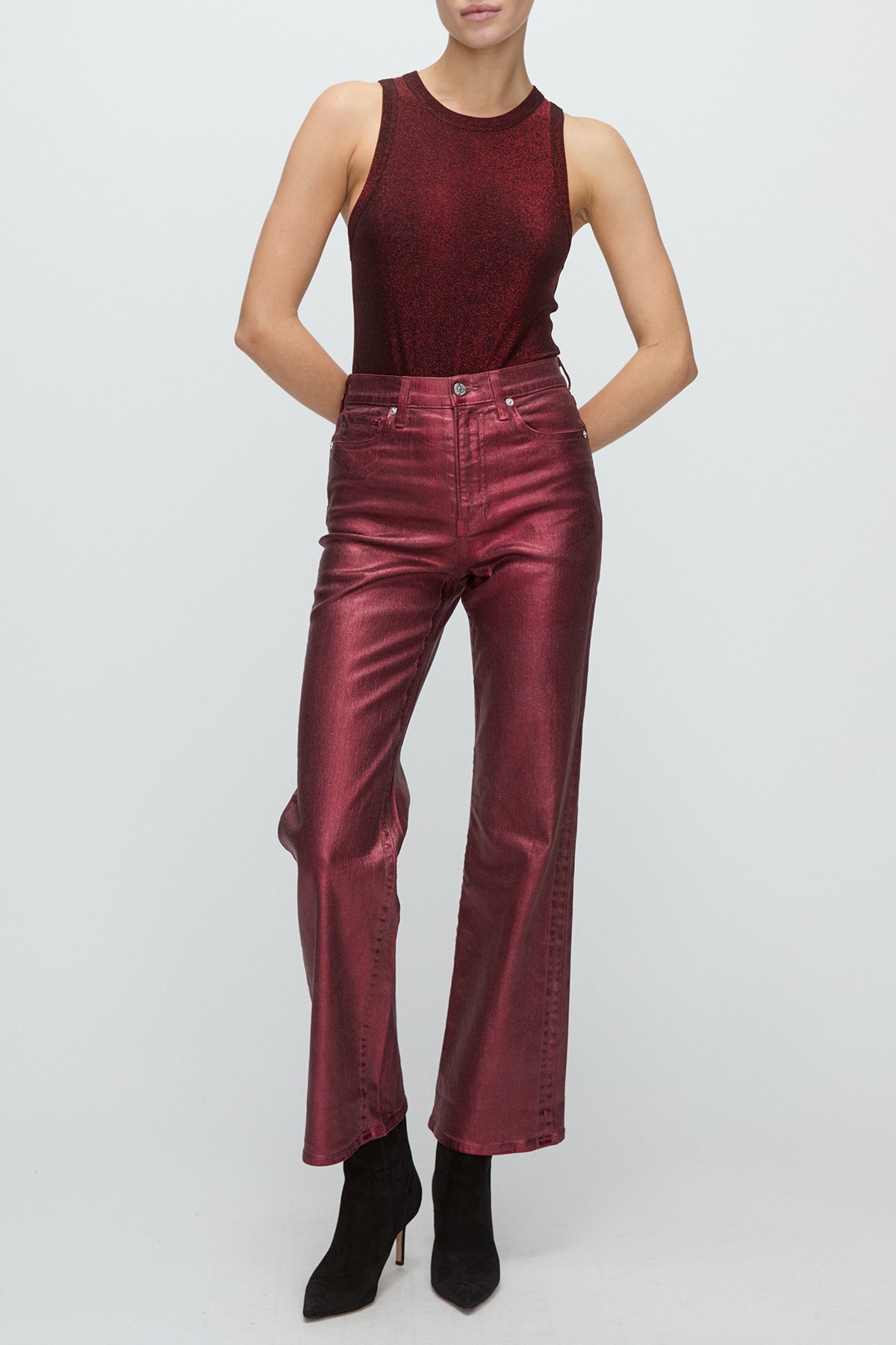 Cropped Jordyn Tank in Crimson Lurex - shop - olivia.com