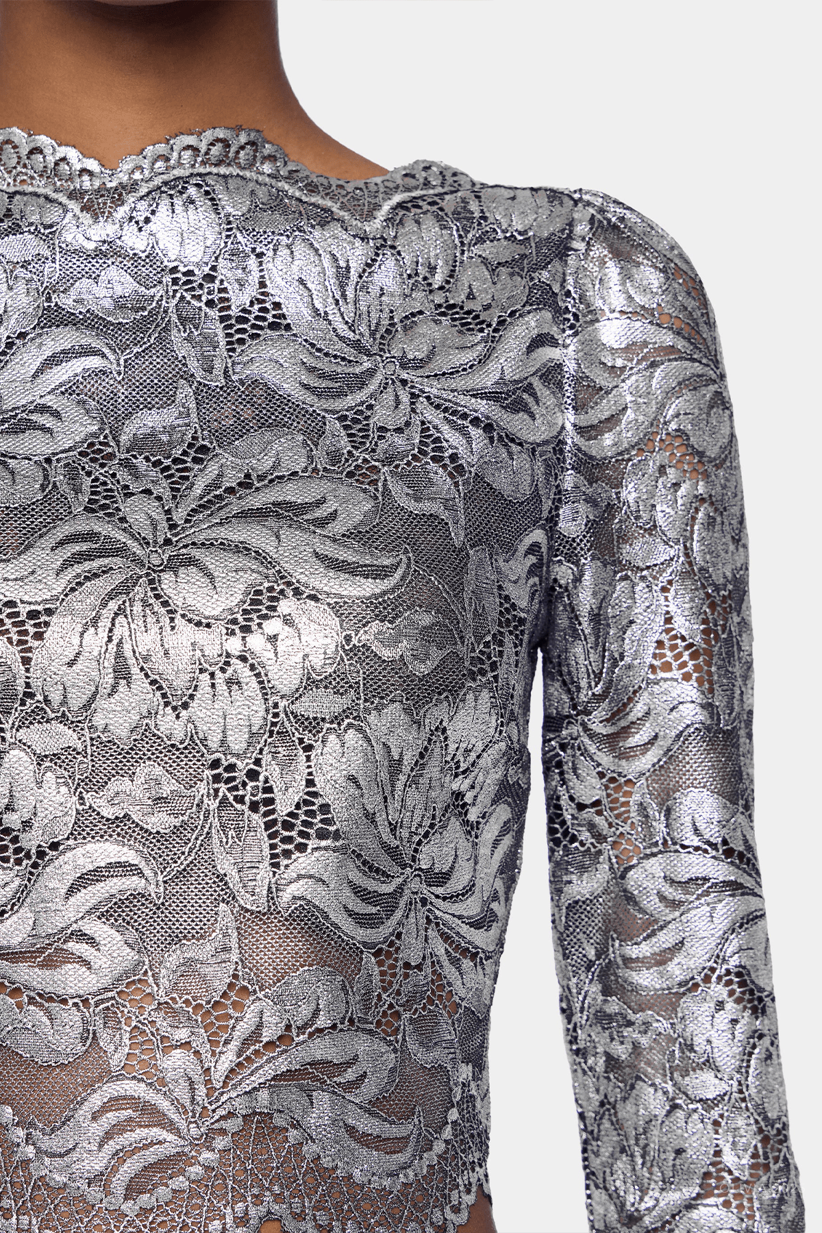 Cropped Lace Top in Black Silver - shop - olivia.com