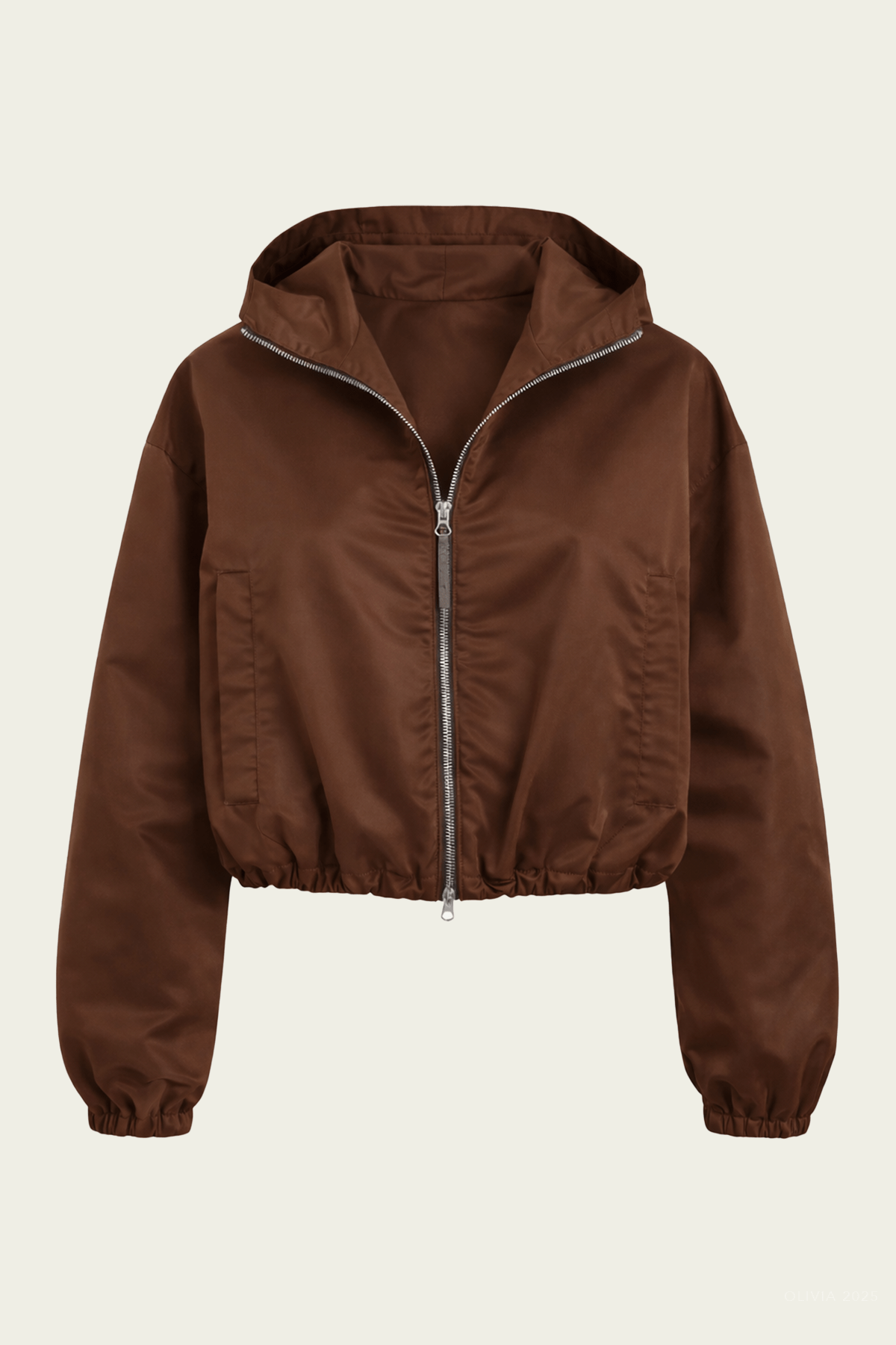Cropped Nylon Windbreaker in Brown - shop - olivia.com