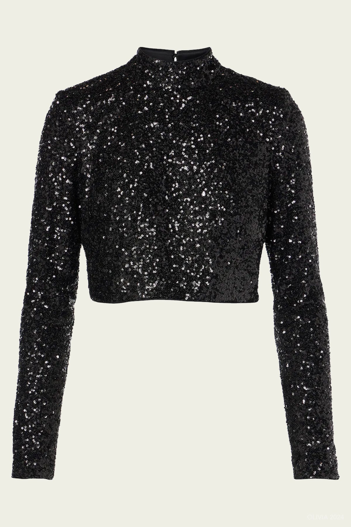 Cropped Sequin Top in Black - shop - olivia.com