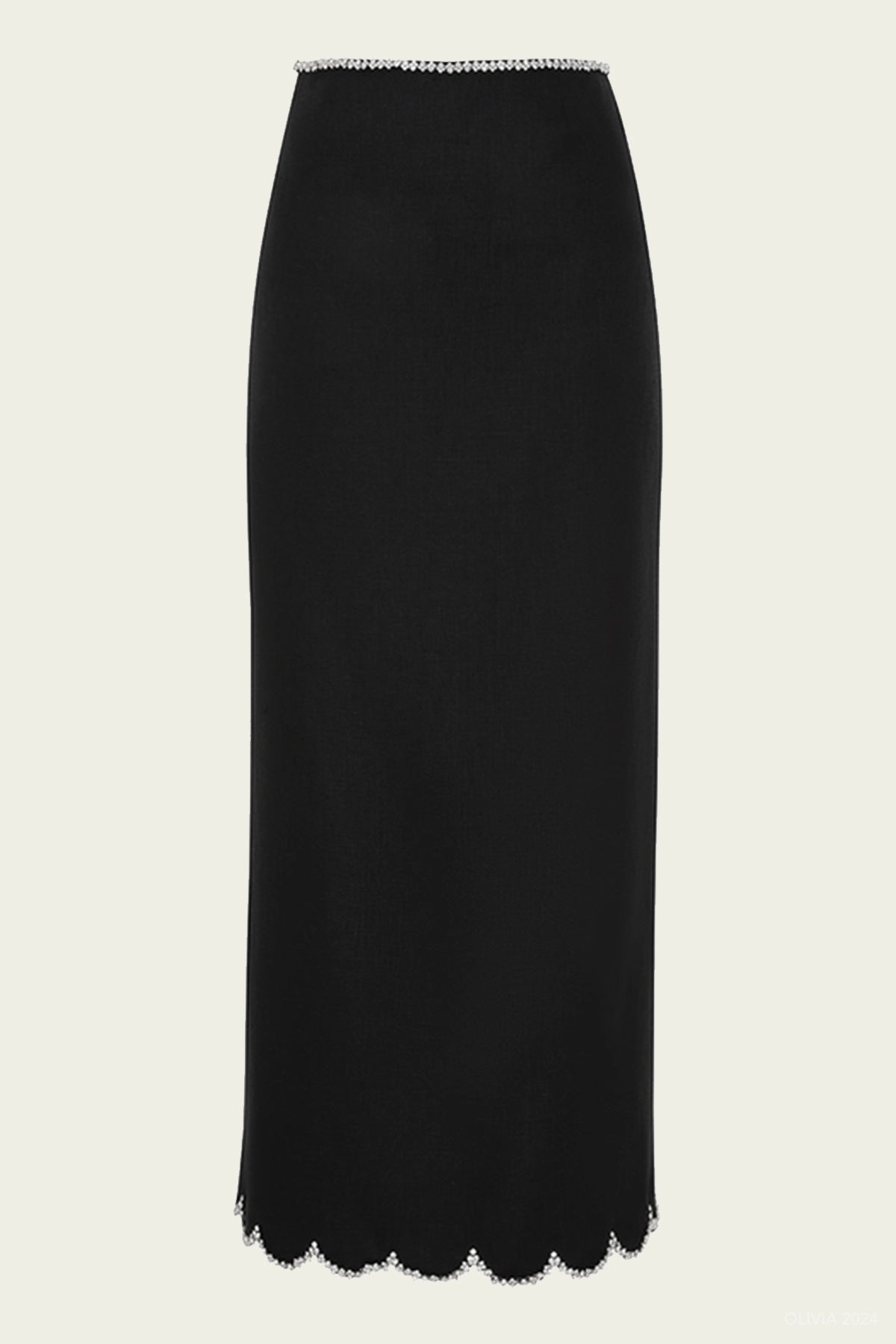 Crush Scalloped Midi Skirt in Black - shop - olivia.com