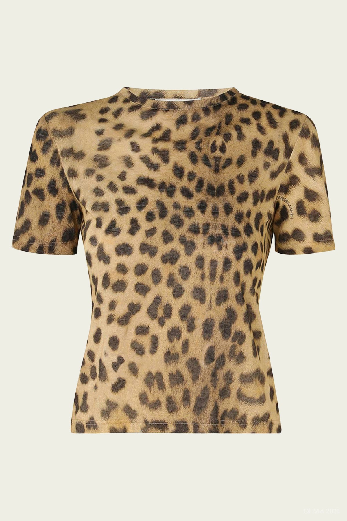 Crush Shrunken Linen Tee in Dark Leopard - shop - olivia.com