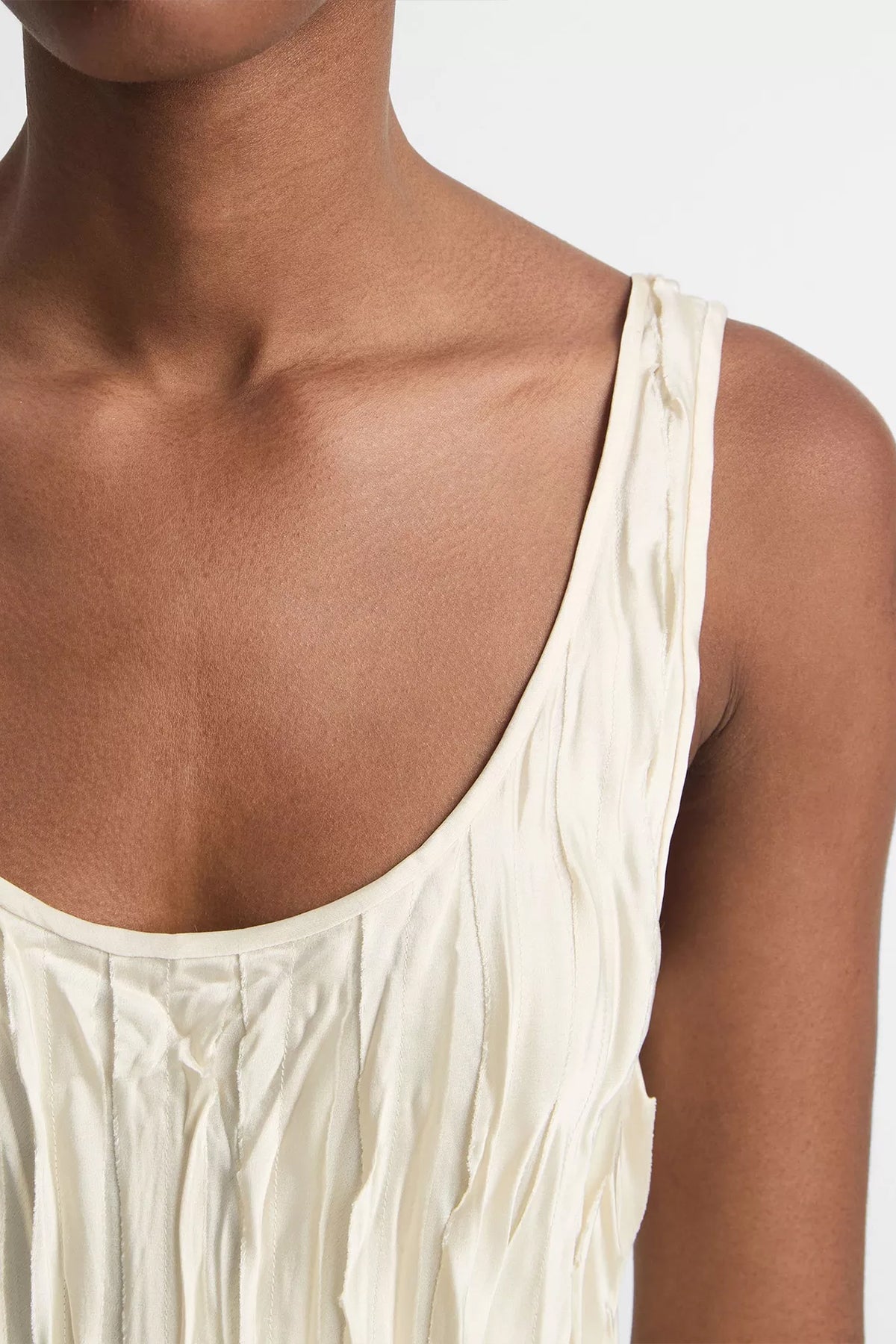 Crushed Satin Bias Tank in Pale Ivory - shop - olivia.com