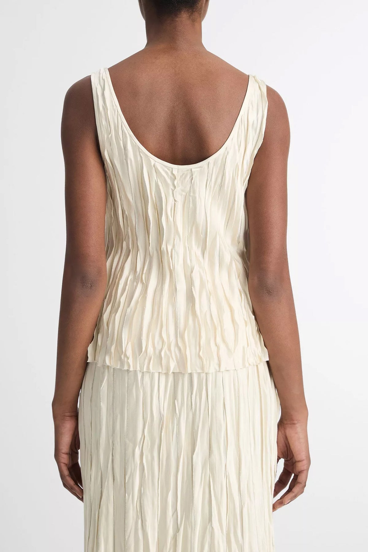 Crushed Satin Bias Tank in Pale Ivory - shop - olivia.com