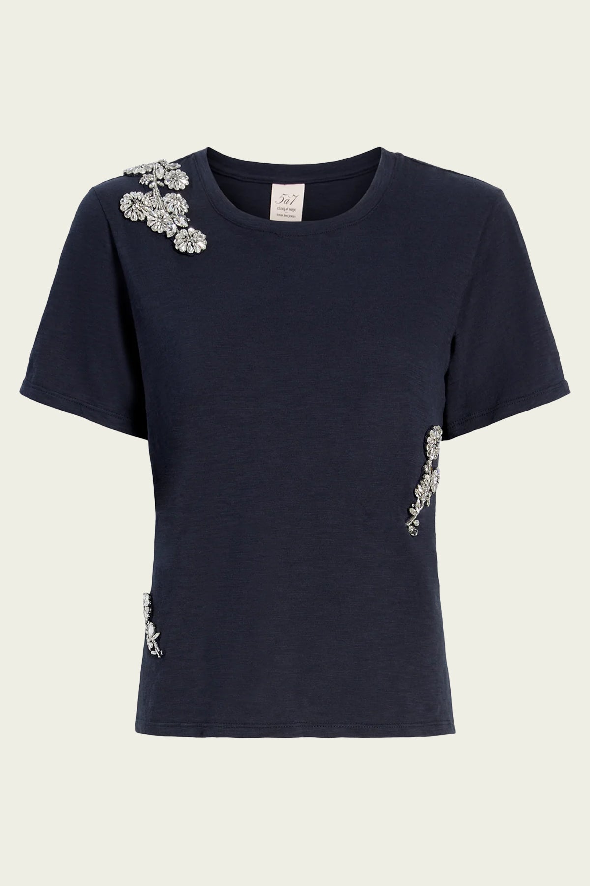 Crystal Chrysanthemum Shrunken Tee in Navy - shop - olivia.com