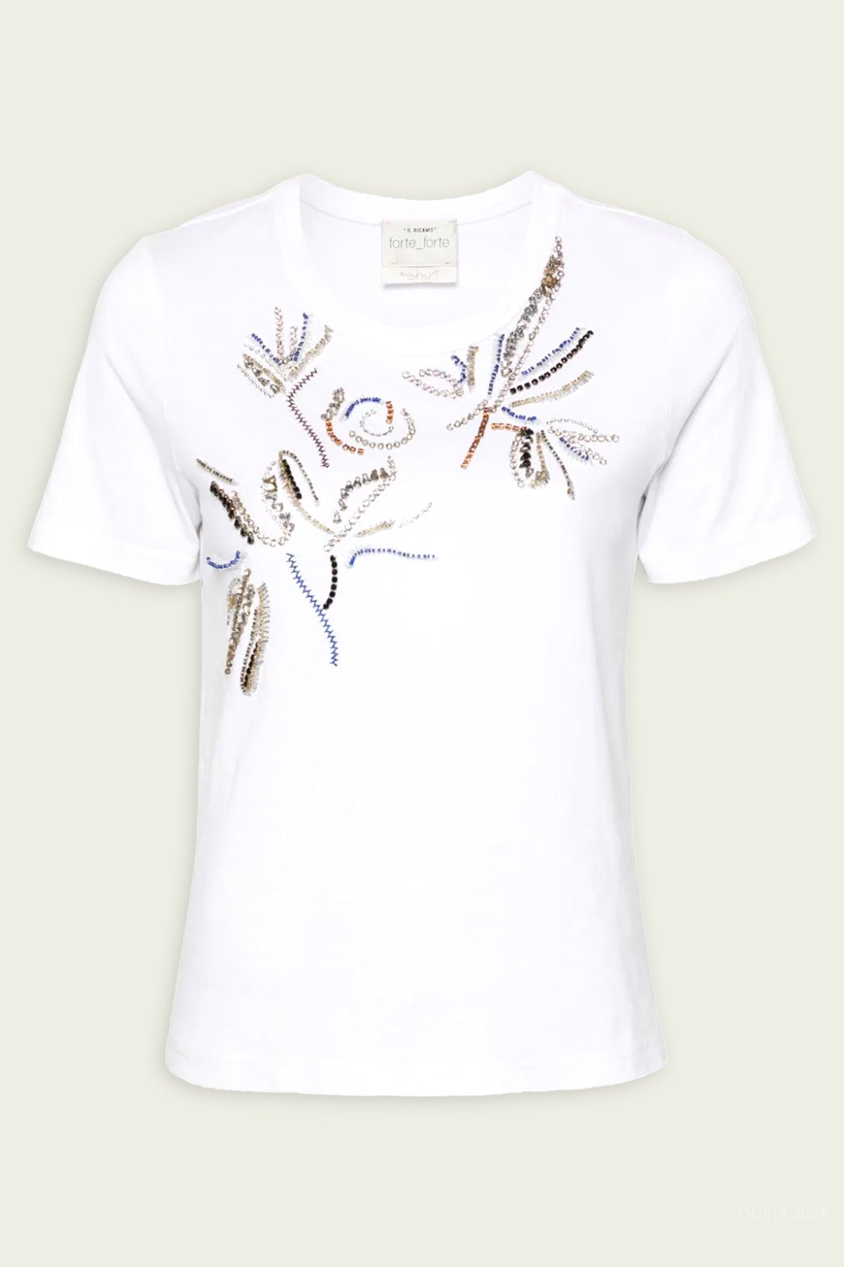 Crystal Rose Cotton Jersey T-Shirt in Blanco - shop - olivia.com